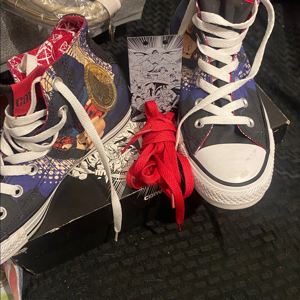 Converse cat women limited edition size 7.5  High-Top Sneakers with Red Laces